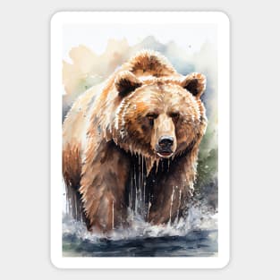 Arctic Grizzly Bear - Watercolor Paint Magnet